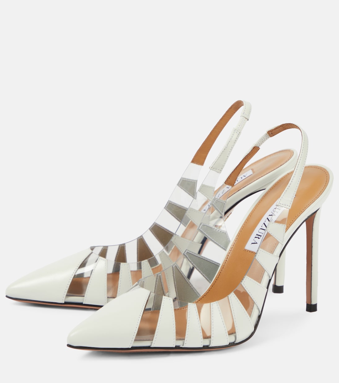 Hot Rumor 105 leather and PVC slingback pumps | Aquazzura