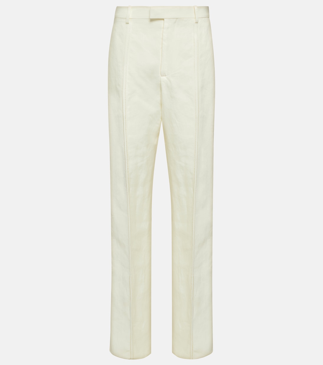 Pantalones rectos de lino modernos Bottega Veneta para jóvenes