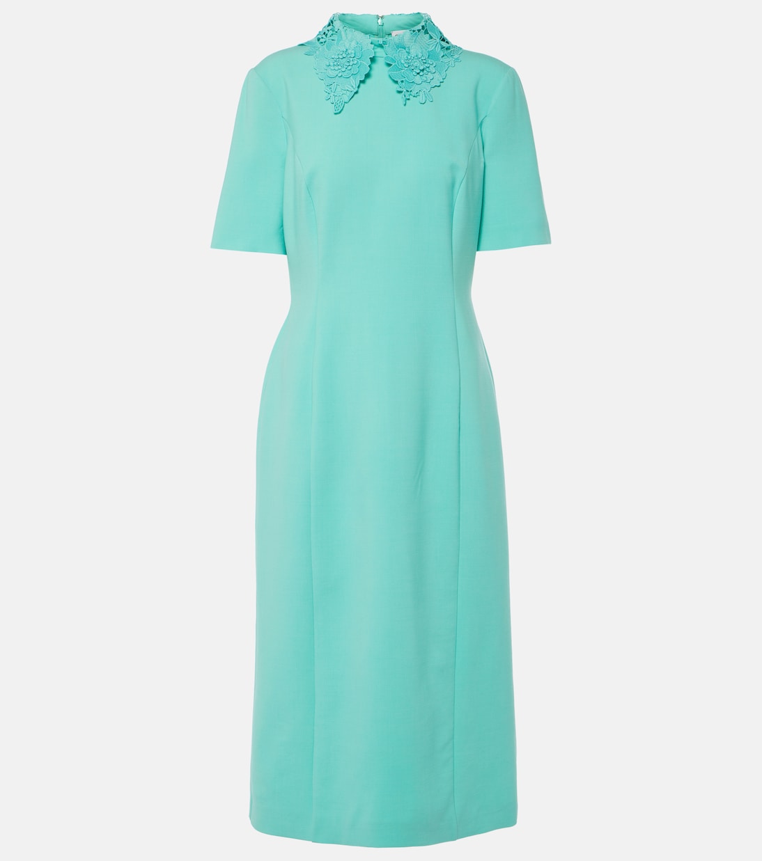 Abito midi in misto lana con pizzo | Oscar de la Renta