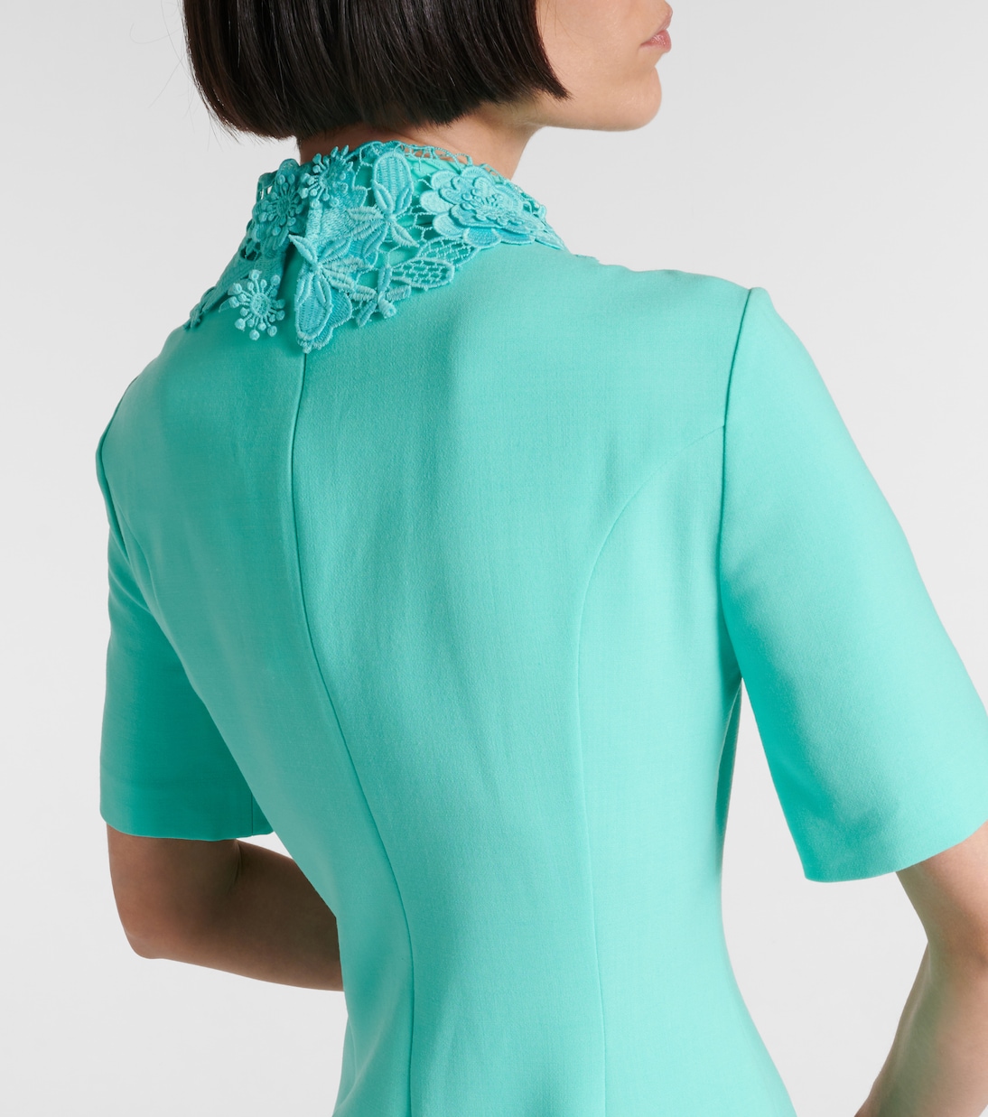 Abito midi in misto lana con pizzo | Oscar de la Renta