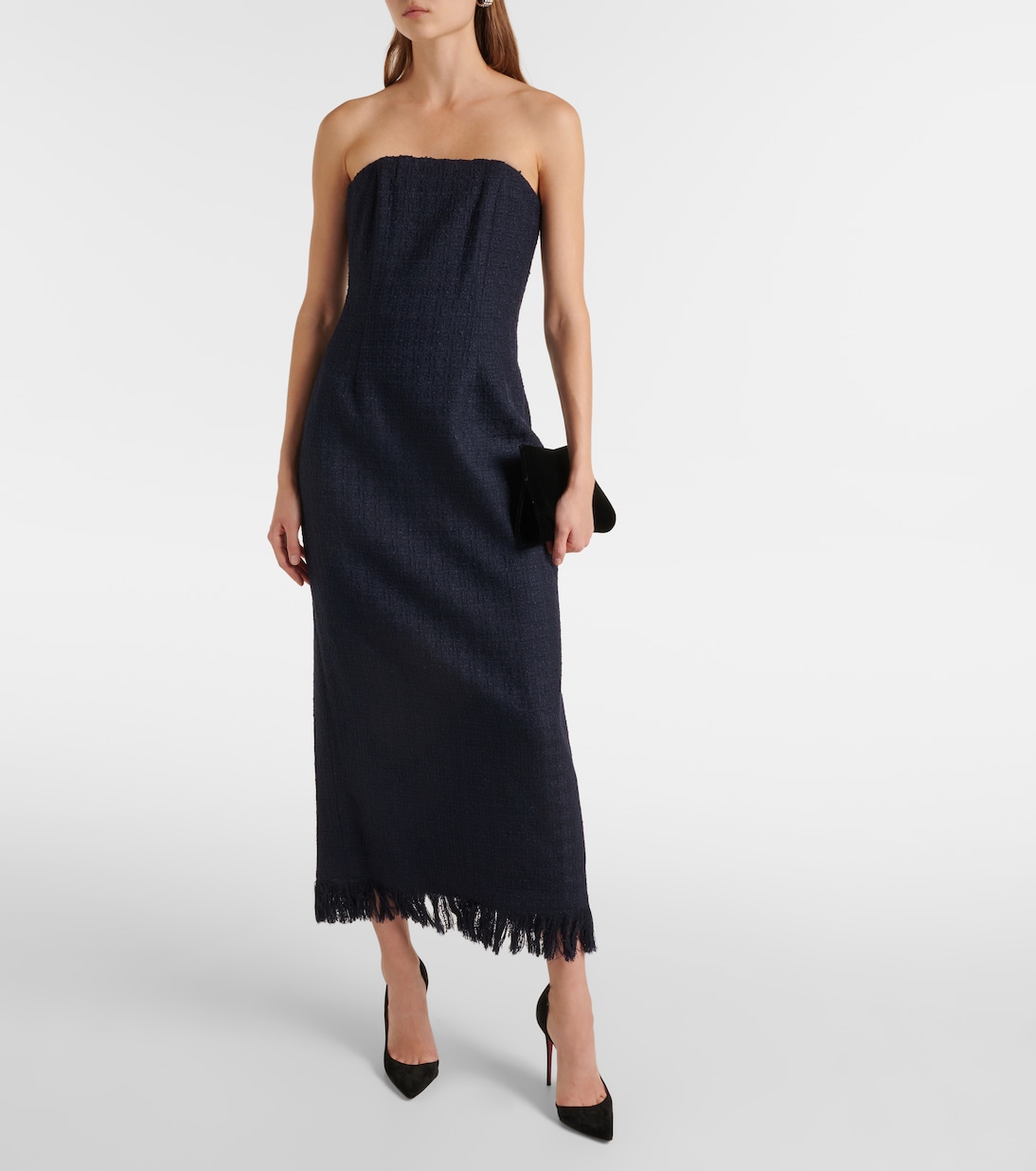 Tweed wool and mohair-blend bustier dress | Oscar de la Renta
