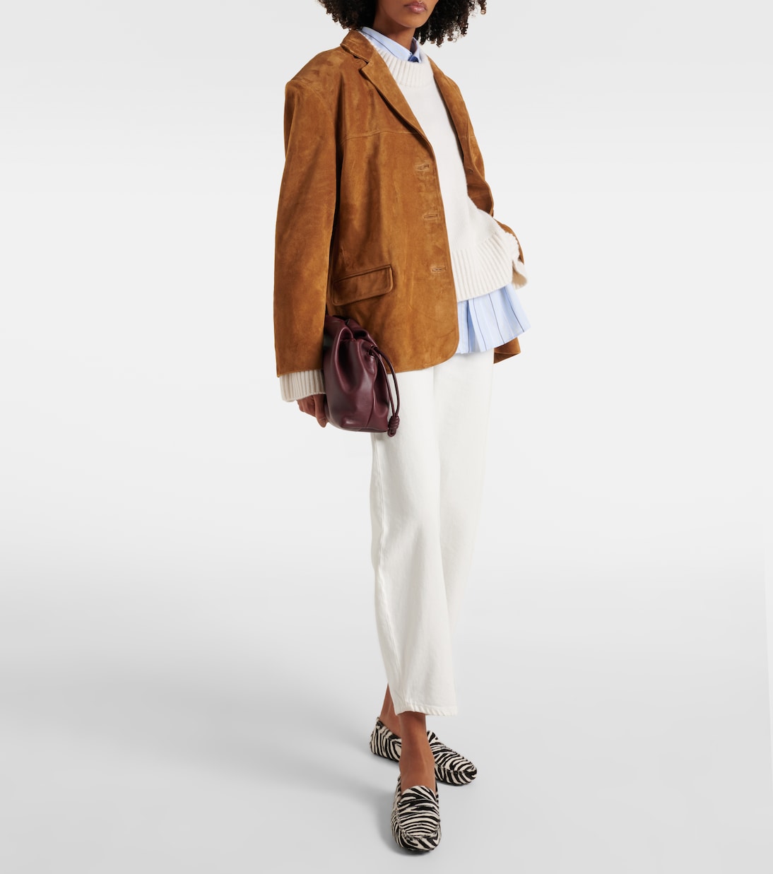 Corrine single-breasted suede jacket | Staud