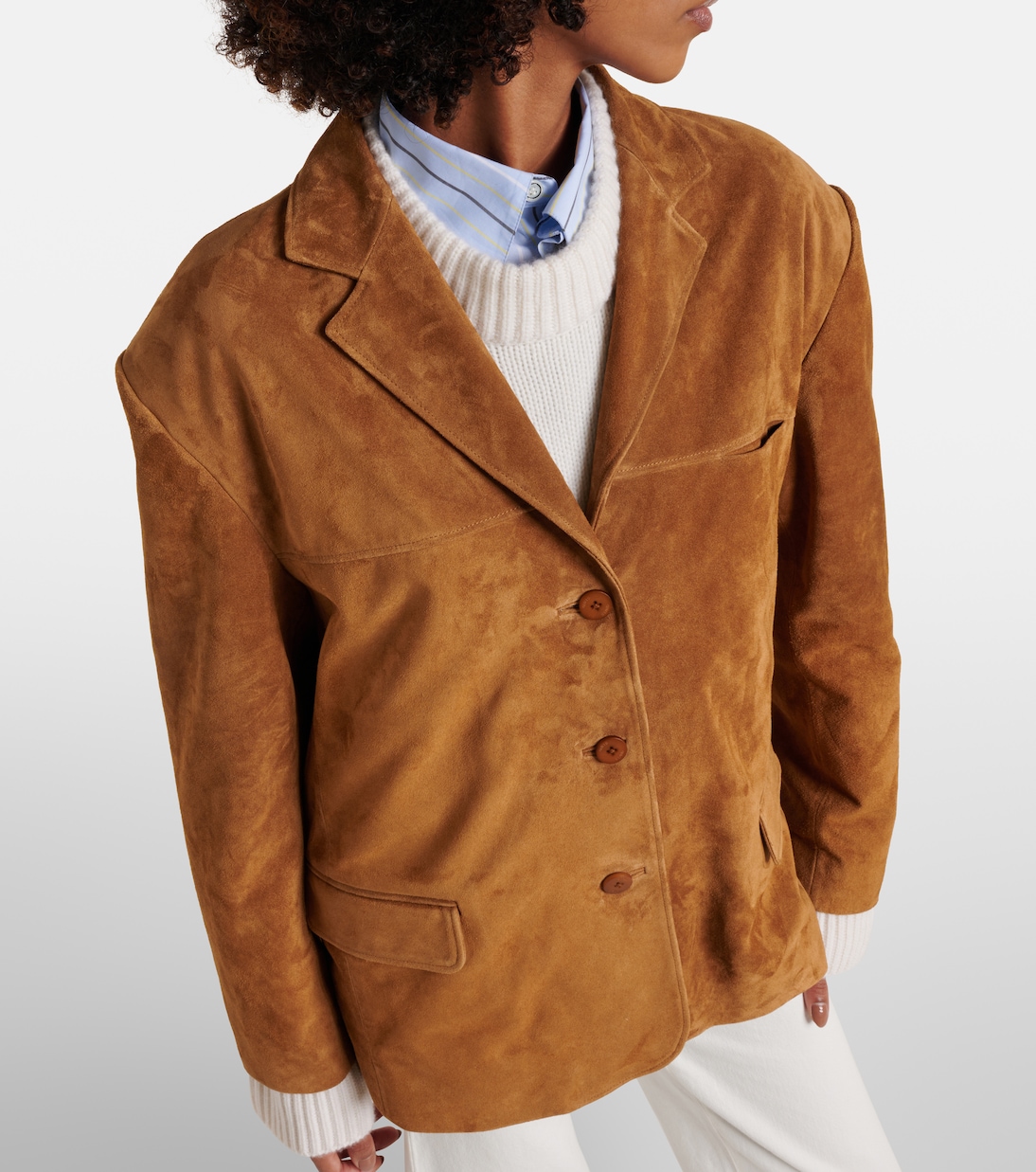 Corrine single-breasted suede jacket | Staud