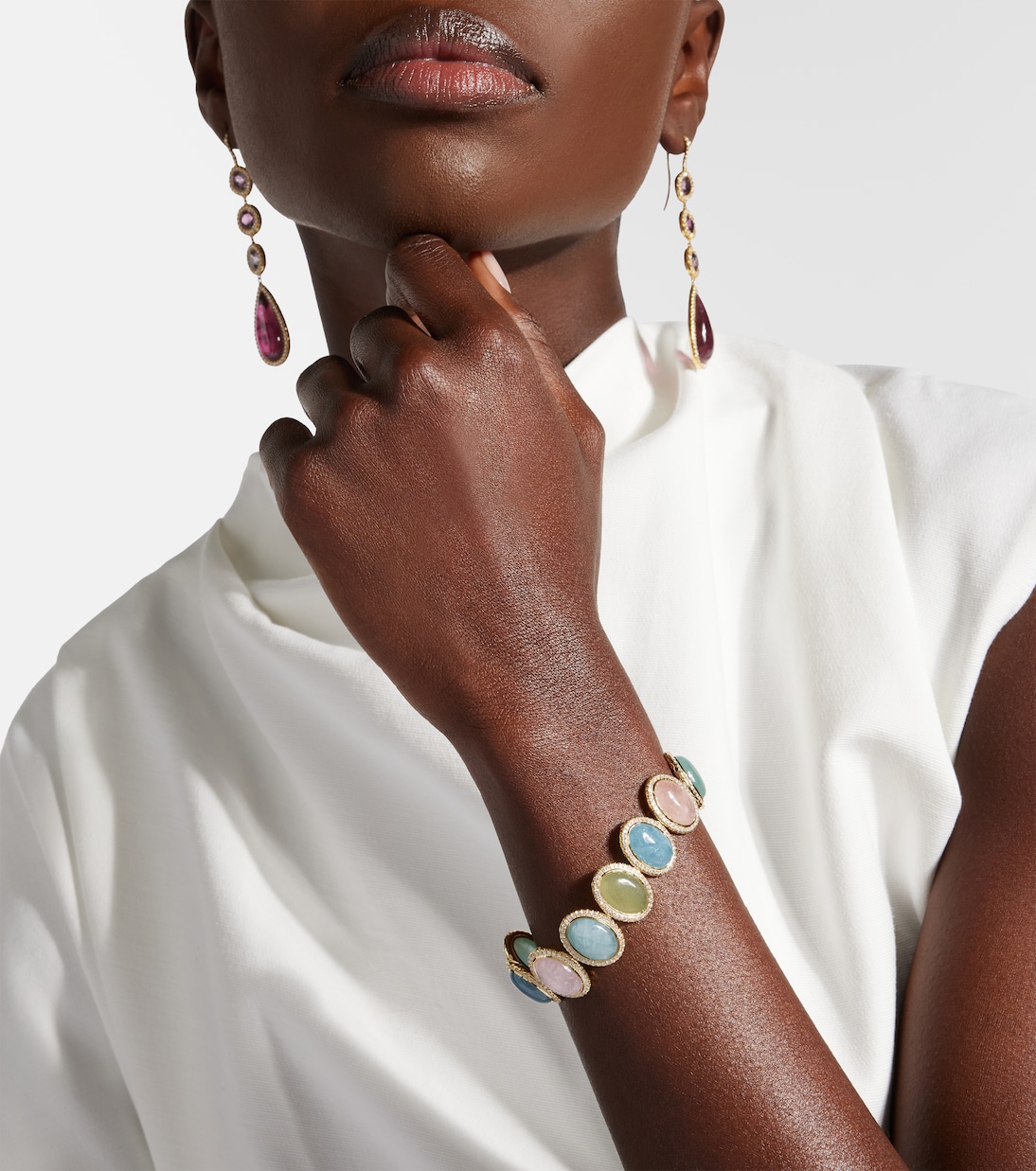 Armband Front Street aus 18kt Gelbgold mit Diamanten und Beryl | Octavia Elizabeth