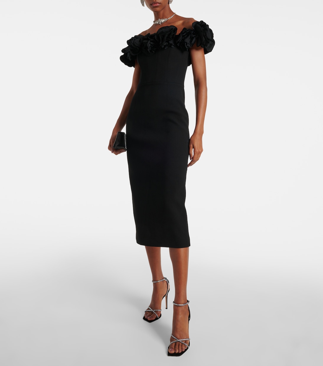 Odetta floral-appliqué midi dress | Rebecca Vallance