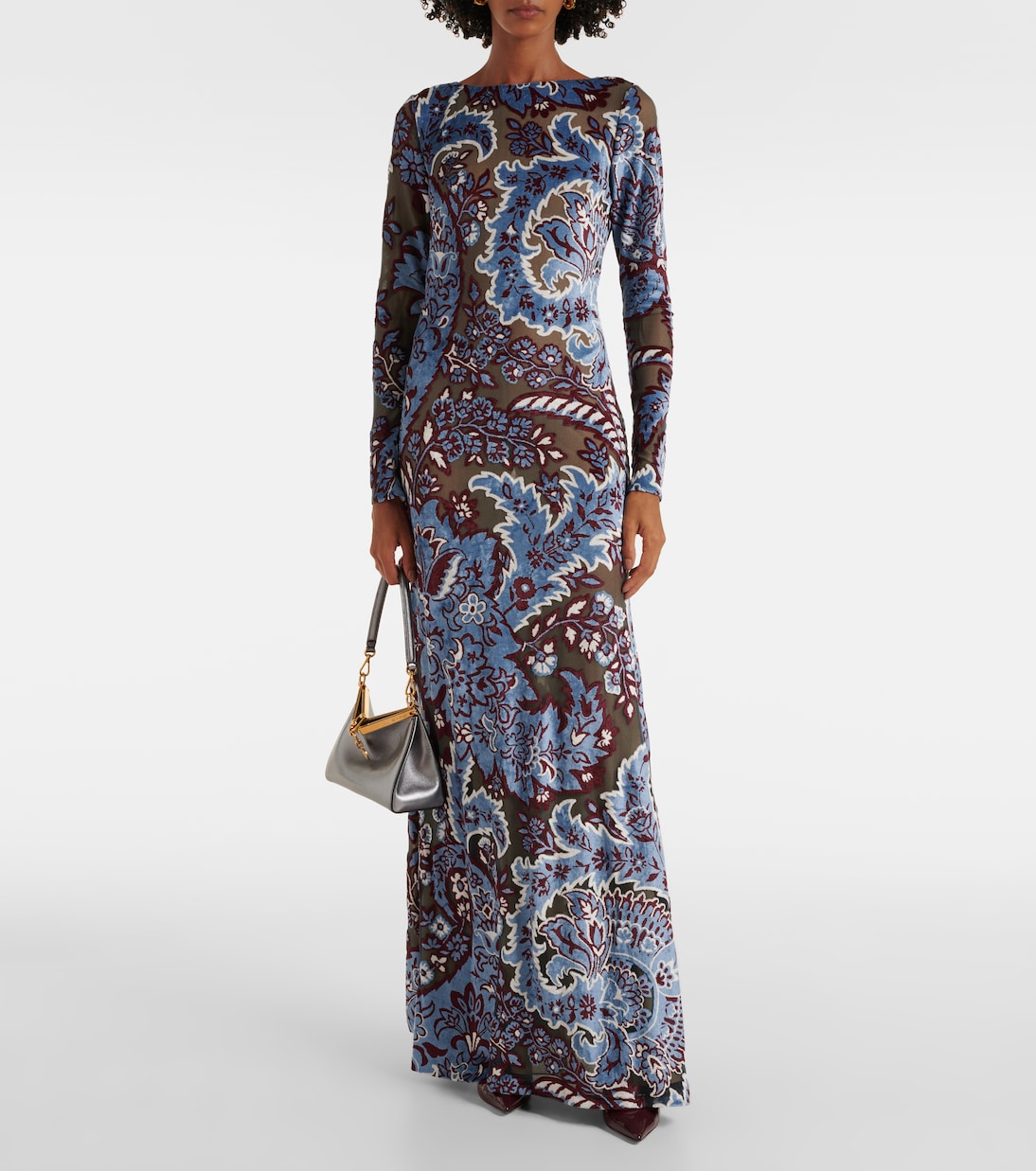 Vestido largo de jersey de crepé con paisley | Etro