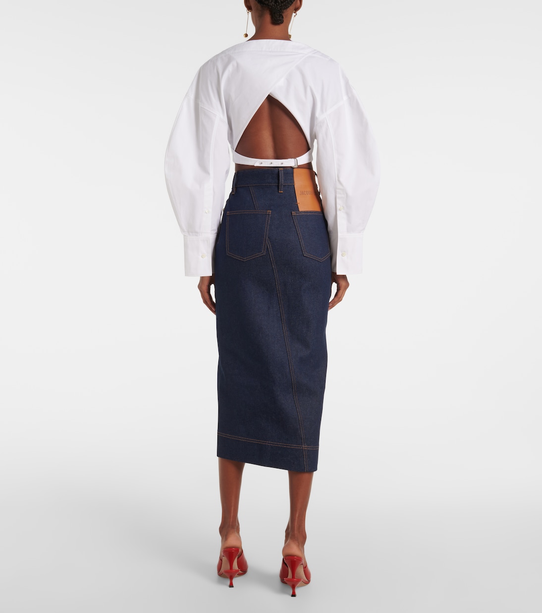 La Jupe De-Nîmes asymmetric denim midi skirt | Jacquemus