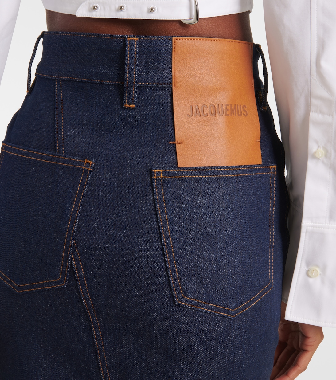 La Jupe De-Nîmes asymmetric denim midi skirt | Jacquemus