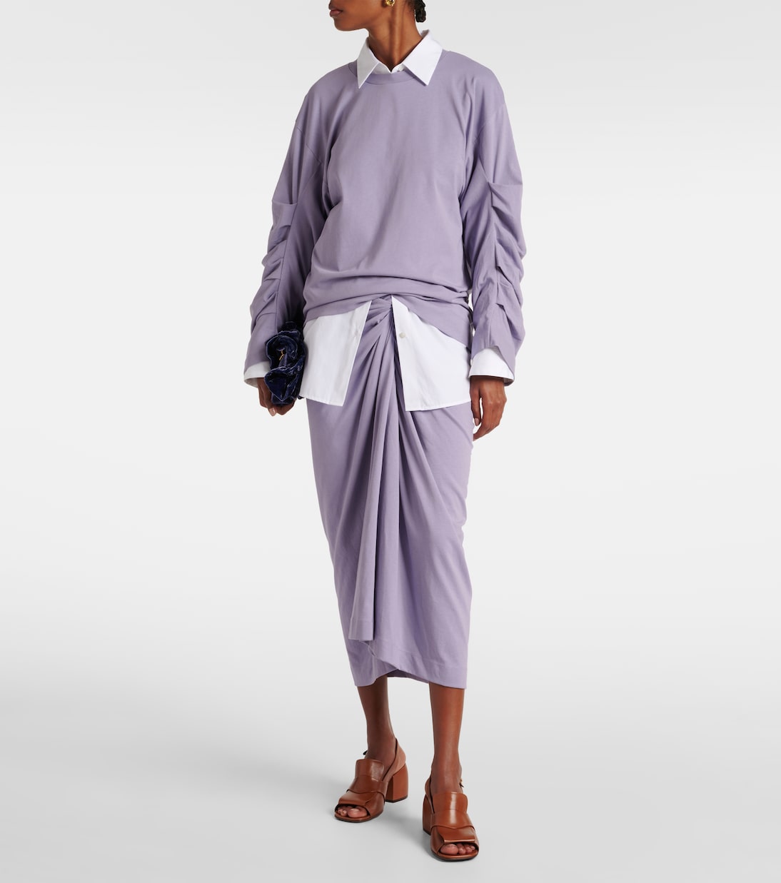 Jupe midi en jersey de coton | Dries Van Noten