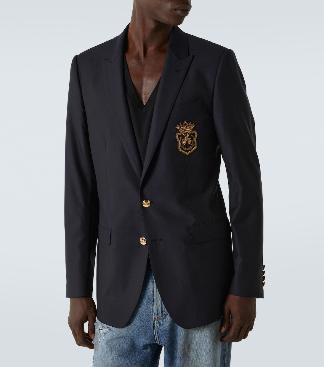 Patch-appliqué wool and silk blazer | Dolce&Gabbana