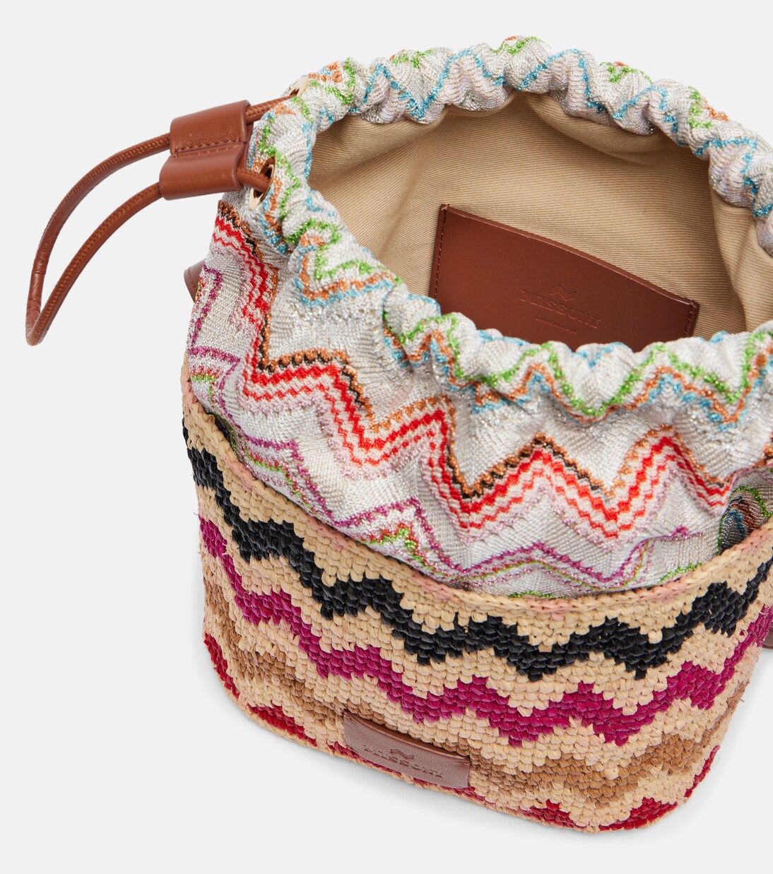 M号Zigzag锯齿图案酒椰叶纤维水桶包 | Missoni