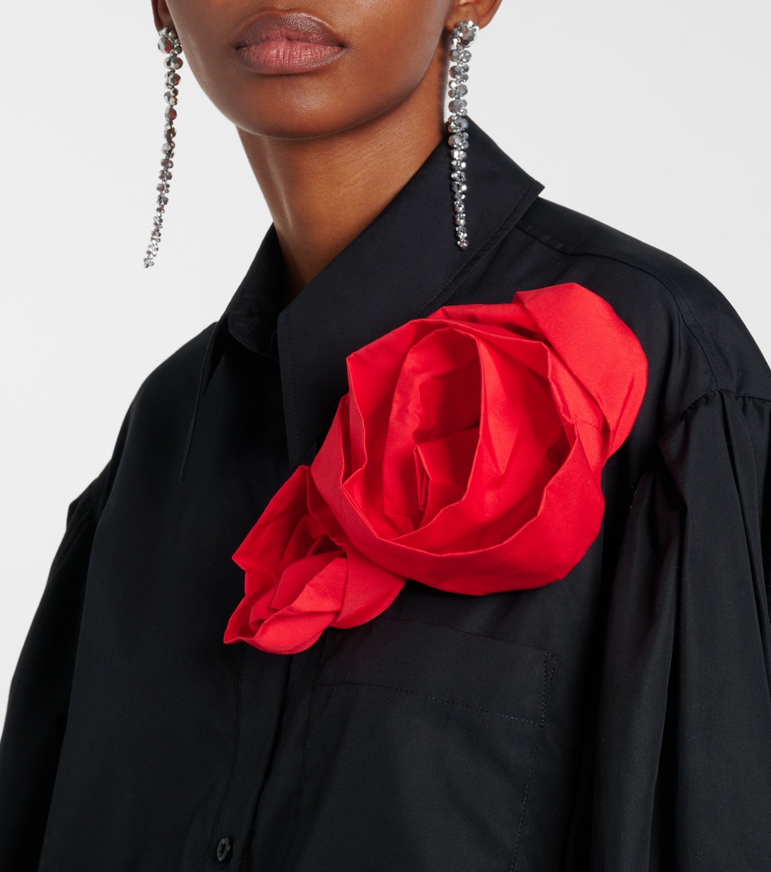 Camicia in cotone con applicazioni floreali | Simone Rocha