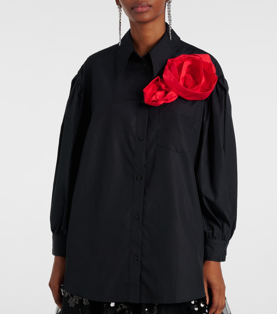 Camicia in cotone con applicazioni floreali | Simone Rocha