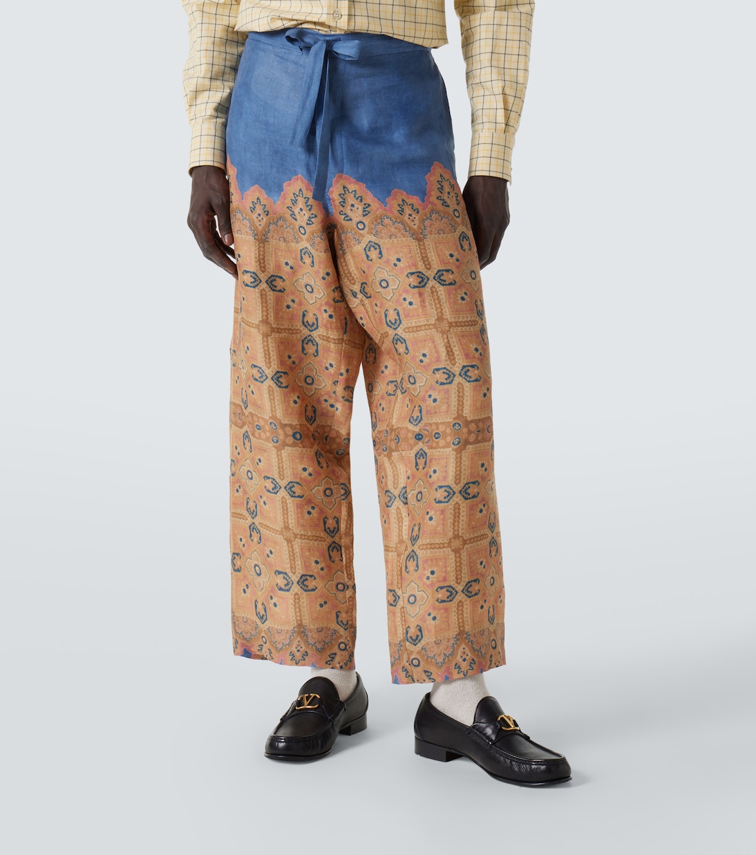 Pantaloni a gamba larga in lino con stampa | Valentino
