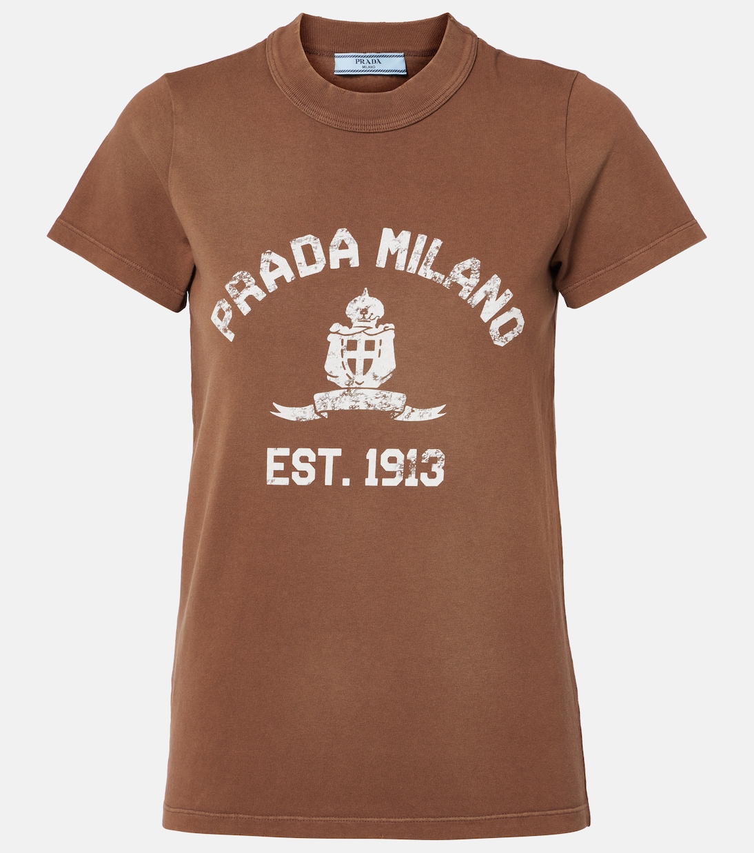 T-shirt in jersey di cotone con logo | Prada