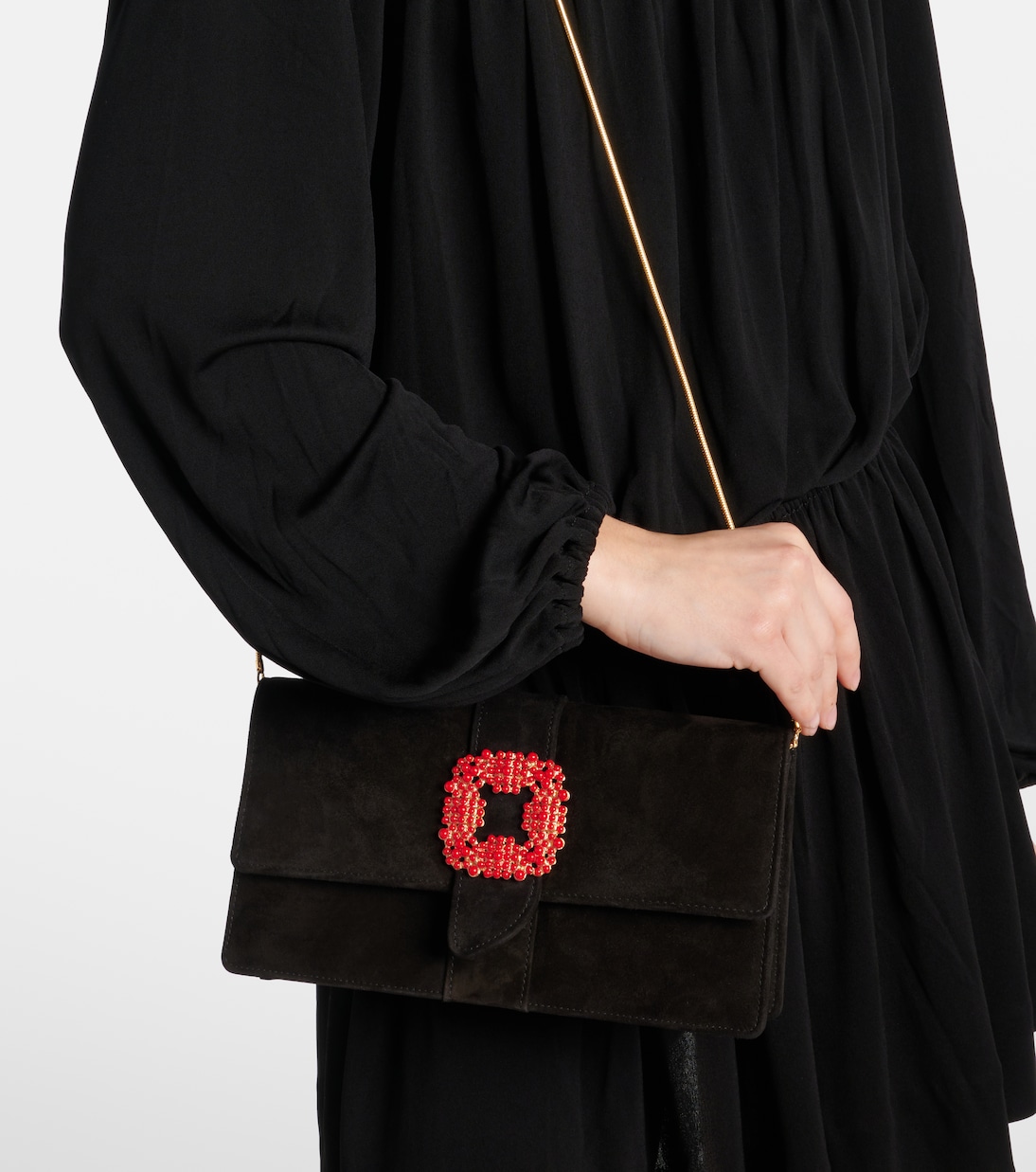 Pochette Capri en daim à ornements | Manolo Blahnik