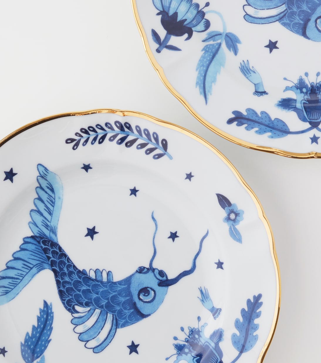 Set de 4 platos de postre Marino Blue Fish | Bitossi