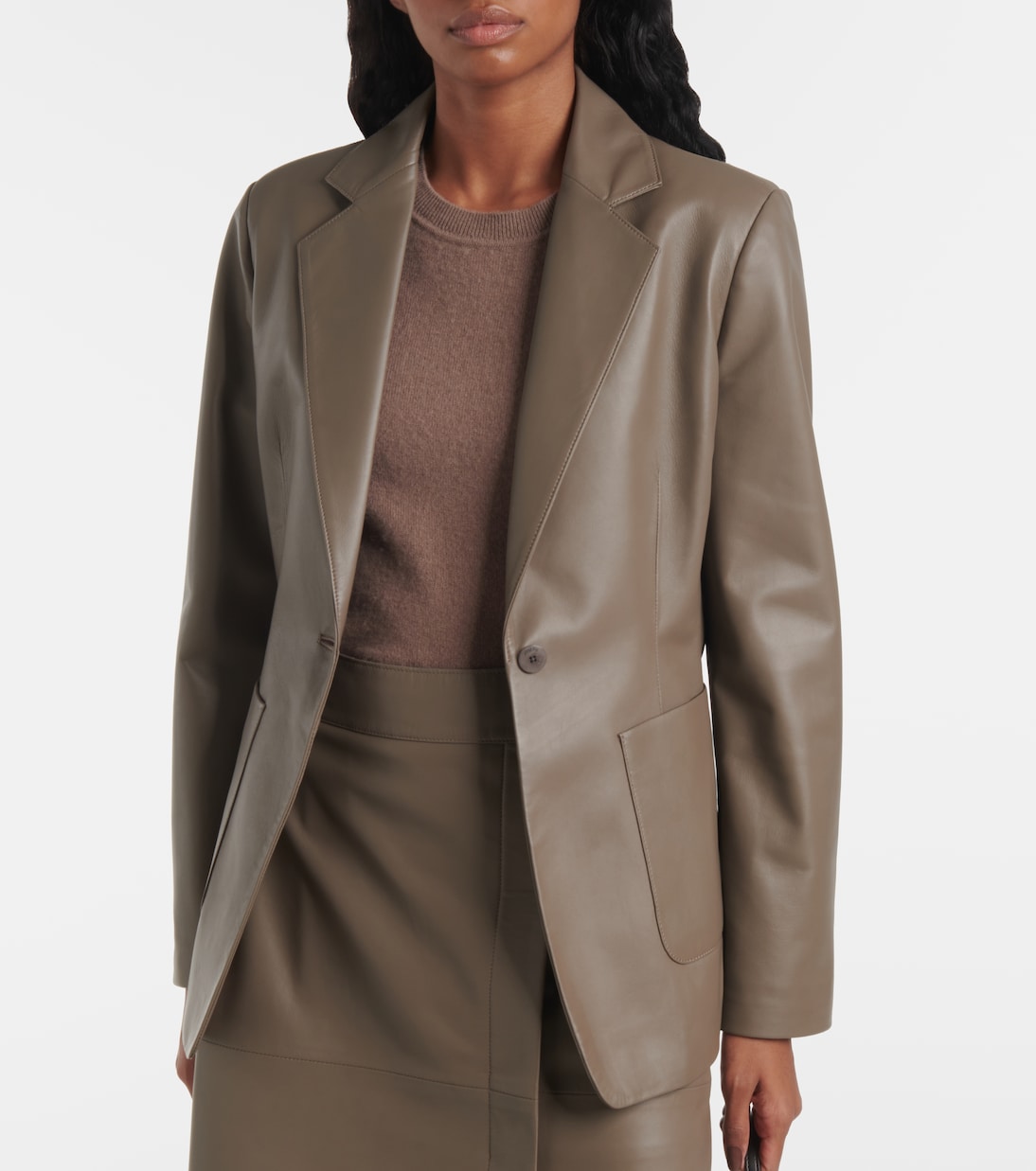 Leather single-breasted blazer | Joseph