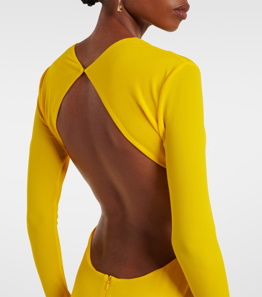 Ruched open-back crêpe jersey gown | Alex Perry