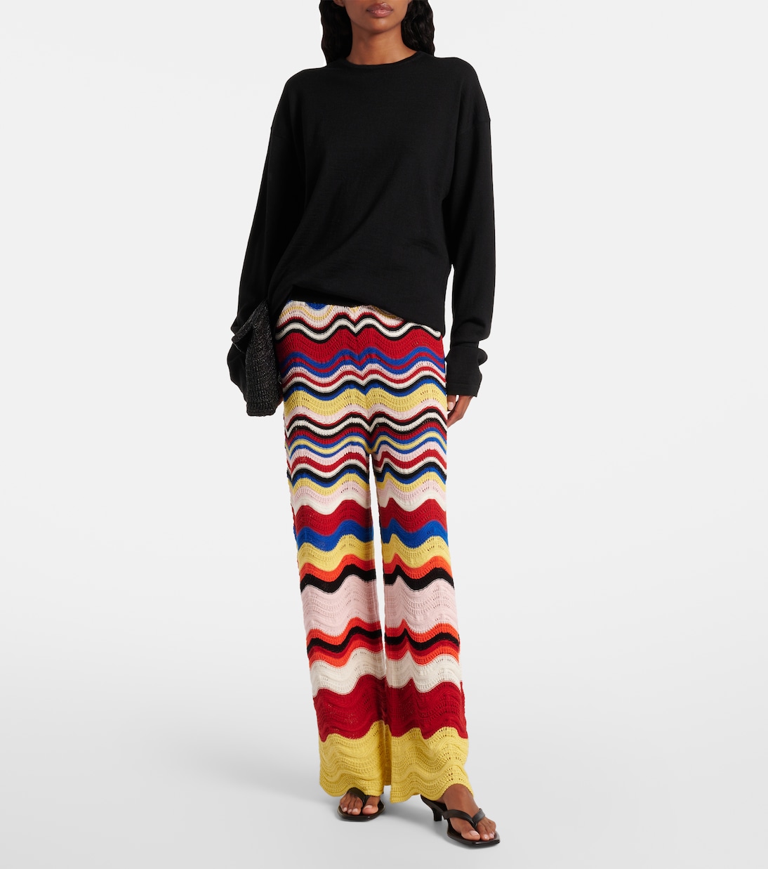 Weite Hose Chevron aus Häkelstrick | La DoubleJ