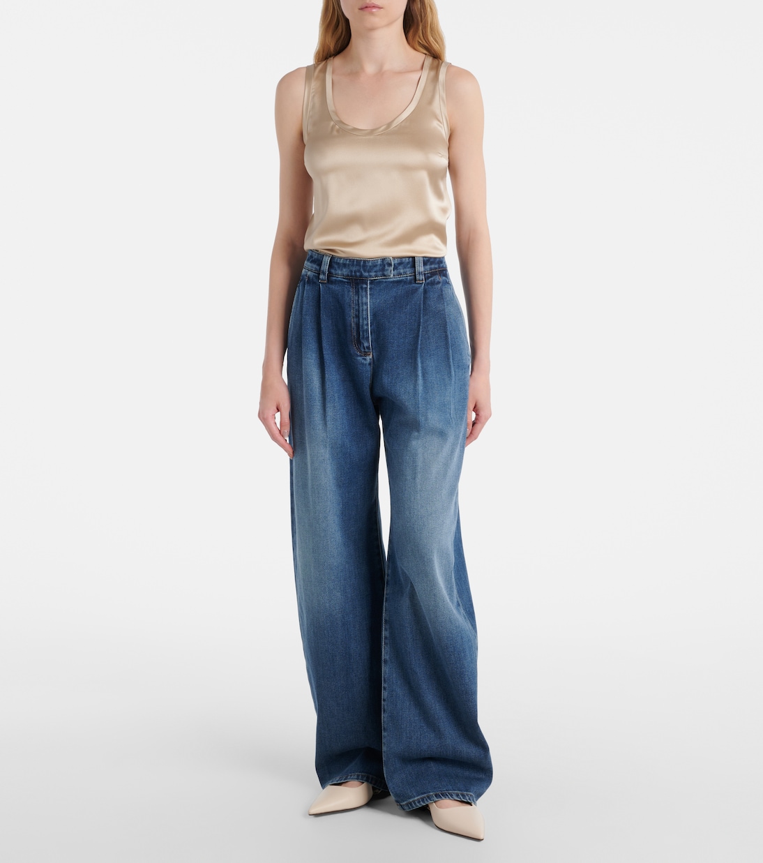 Jeans a gamba larga a vita media | Brunello Cucinelli
