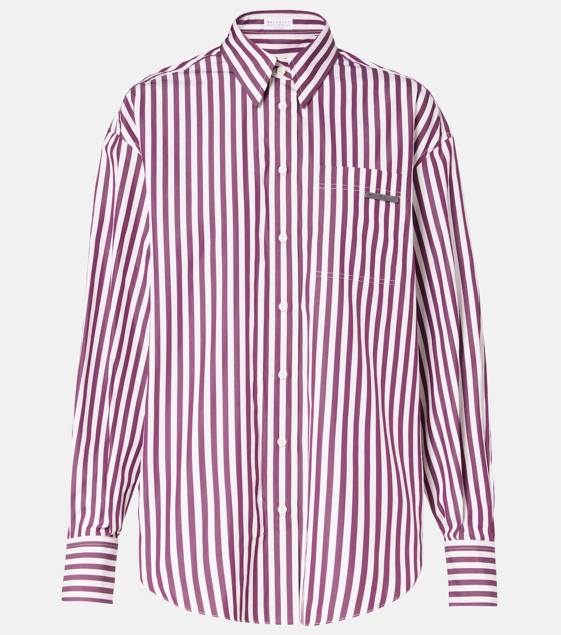 Camicia in popeline di cotone a righe | Brunello Cucinelli