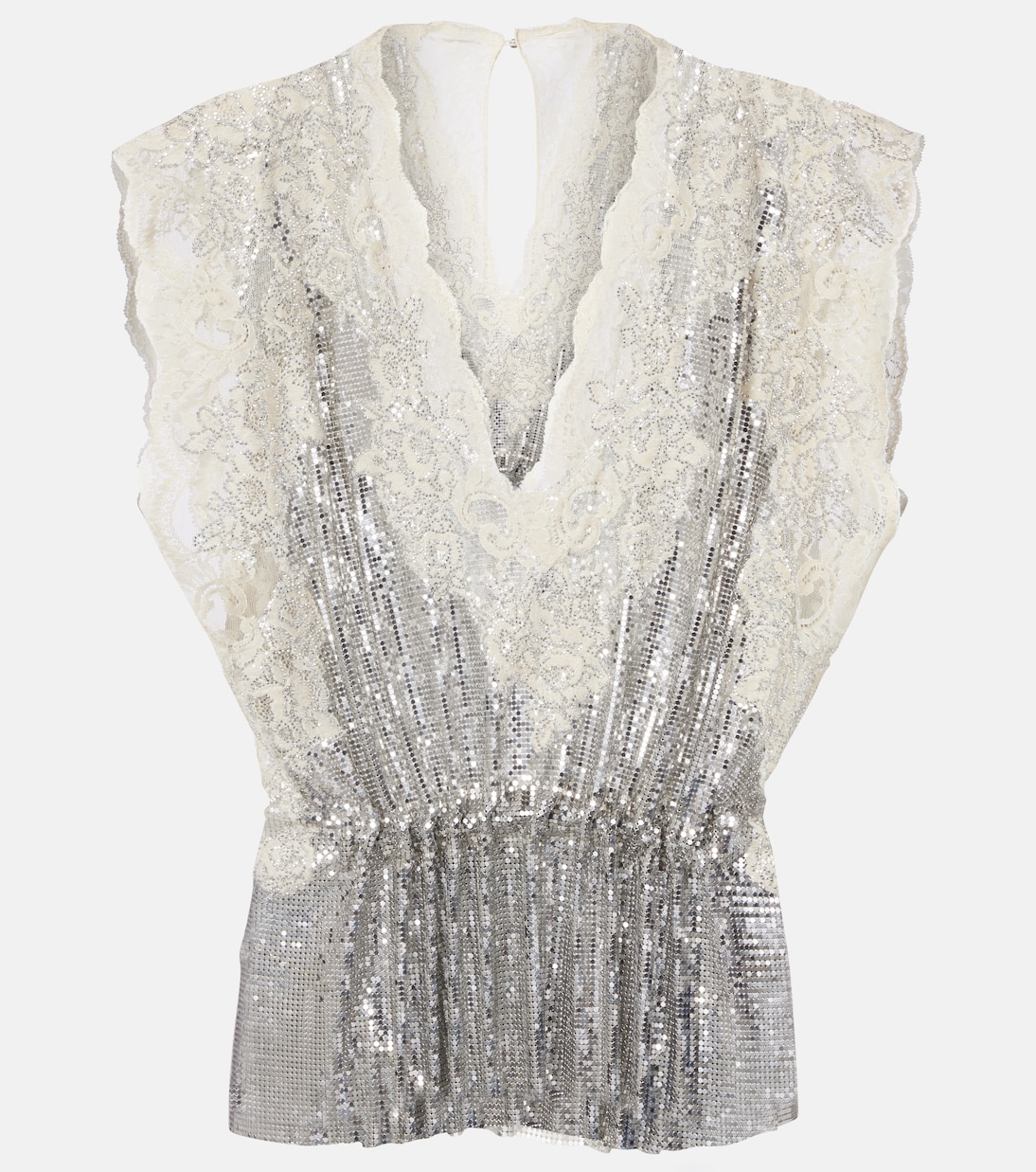 Embellished lace-trimmed top | Rabanne