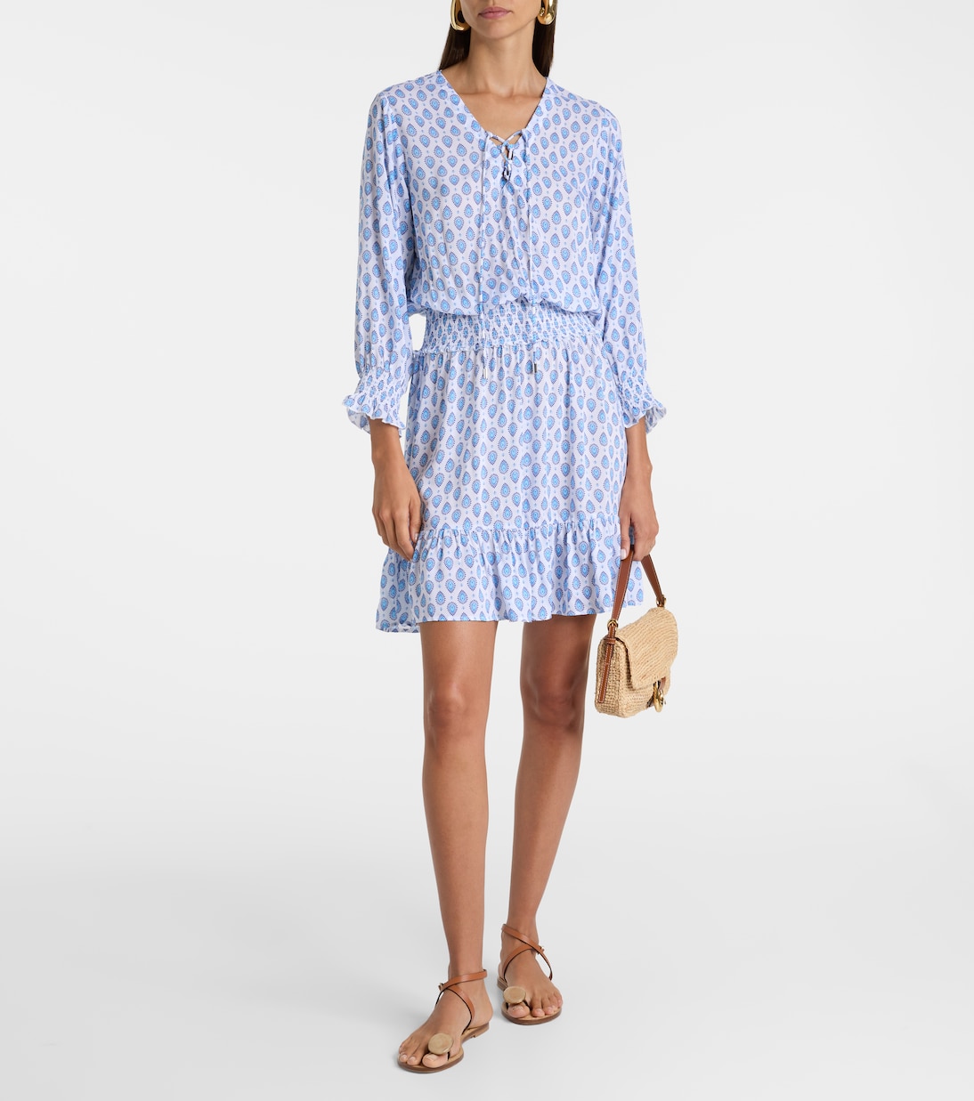 La Croisette printed shirred minidress | Heidi Klein