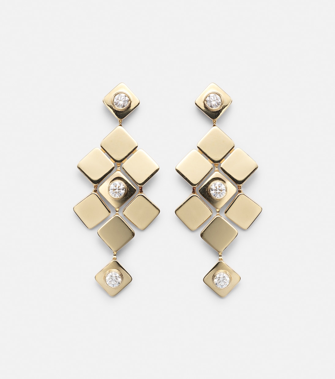 Tile Temple 18kt gold drop earrings with diamonds | Ileana Makri
