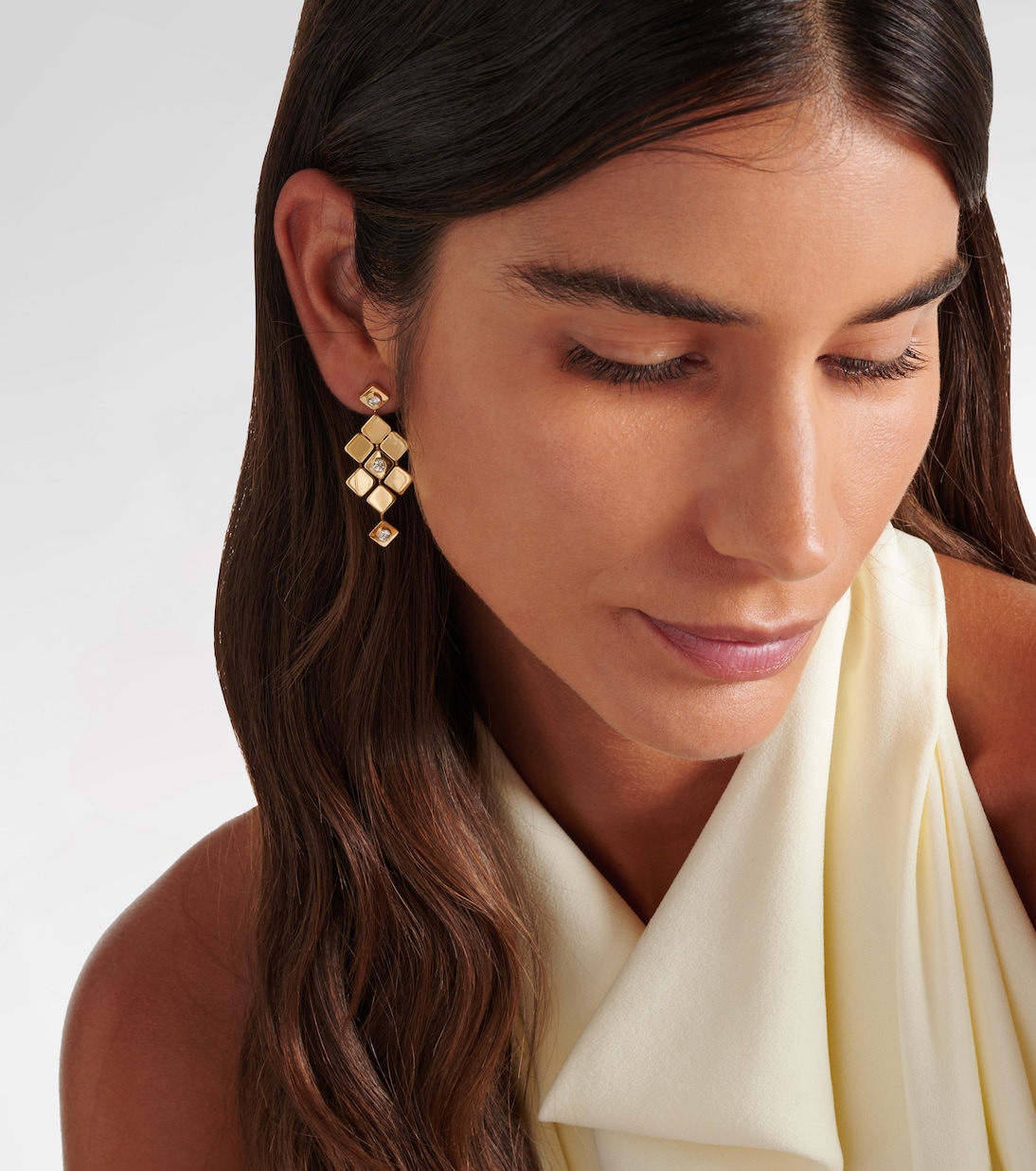 Tile Temple 18kt gold drop earrings with diamonds | Ileana Makri