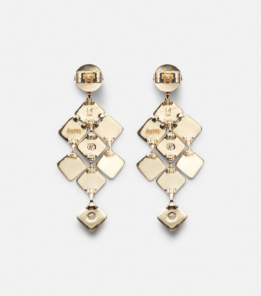 Tile Temple 18kt gold drop earrings with diamonds | Ileana Makri