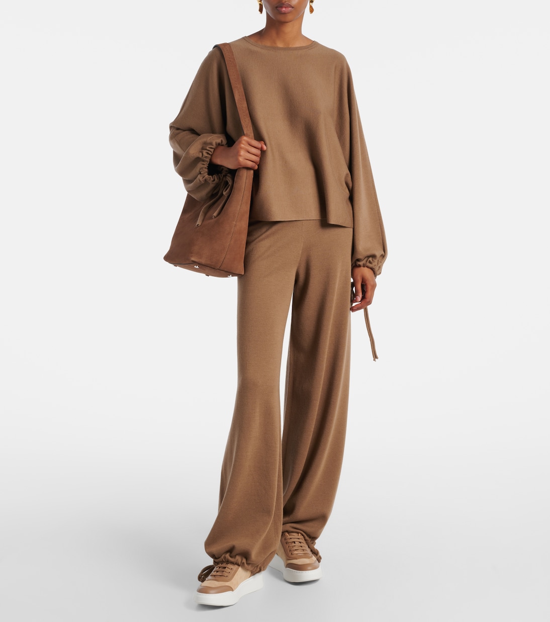 Maxisuede leather-trimmed sneakers | Max Mara