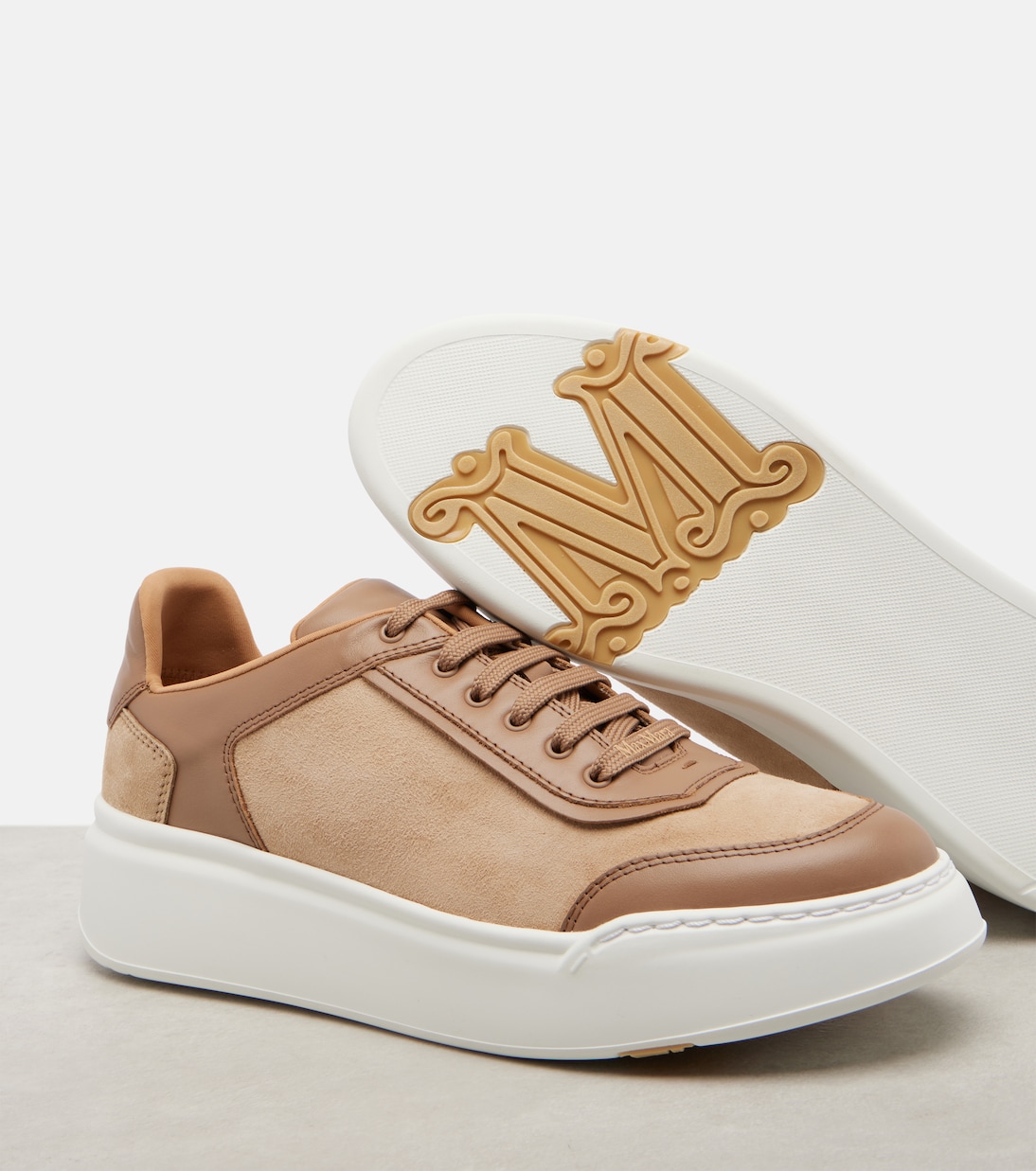Maxisuede leather-trimmed sneakers | Max Mara