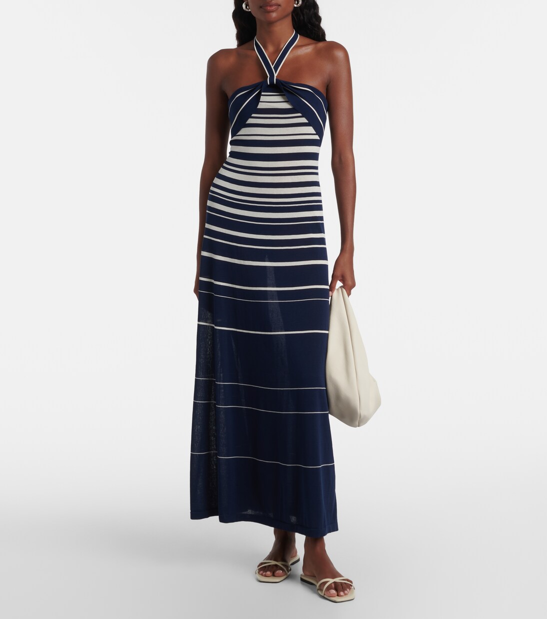 Abito lungo Axel in misto cotone a righe con scollo all’americana | Faithfull