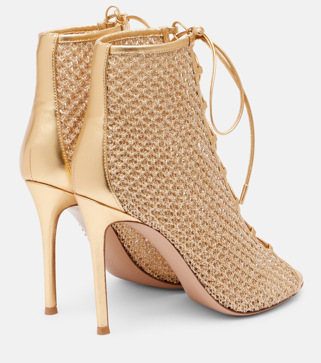 105 metallic leather-trimmed sandals | Gianvito Rossi