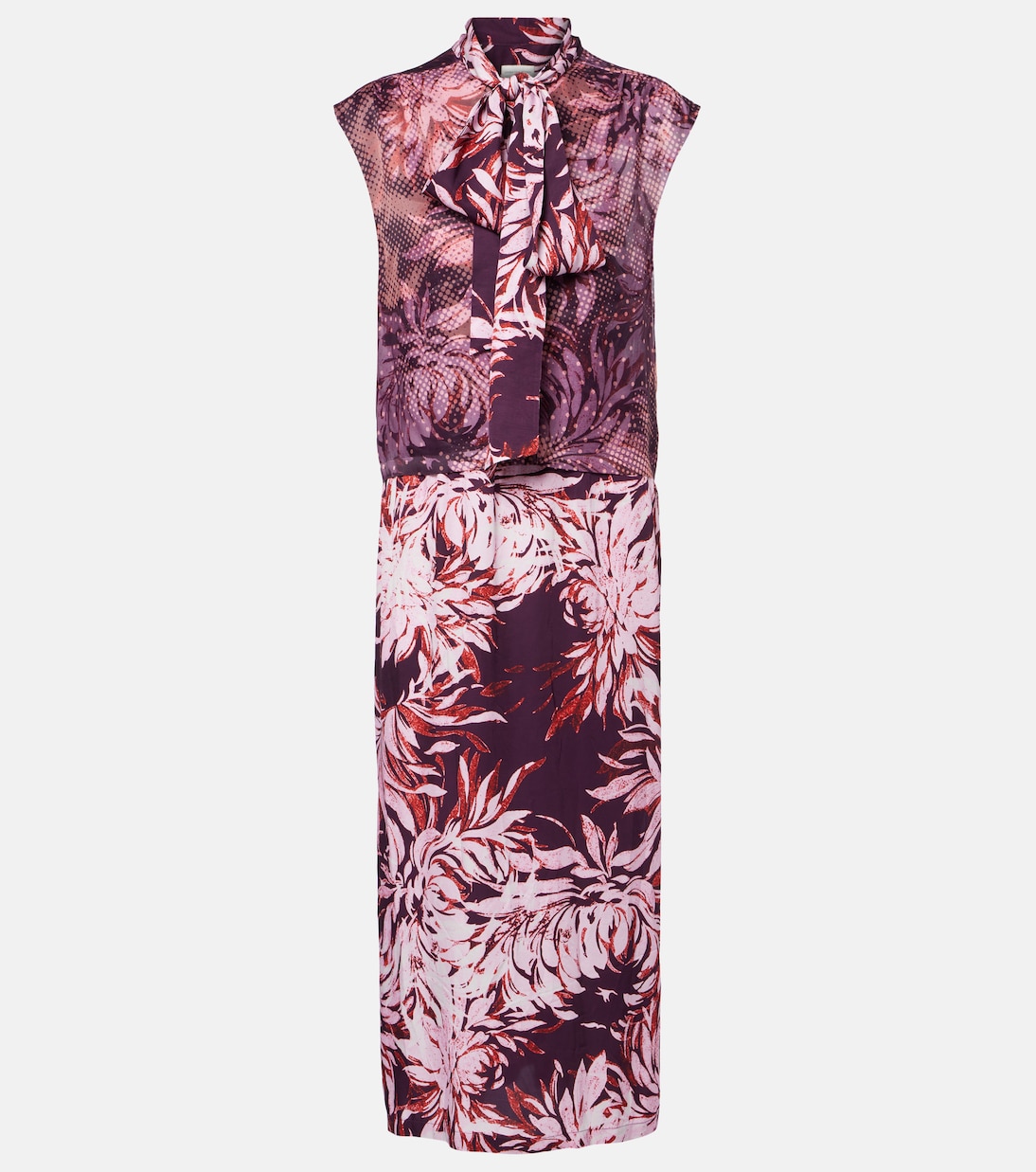 Vestido midi estampado con lazada | Dries Van Noten