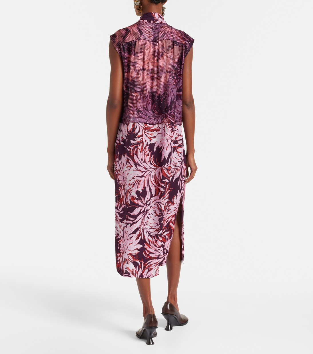 Vestido midi estampado con lazada | Dries Van Noten