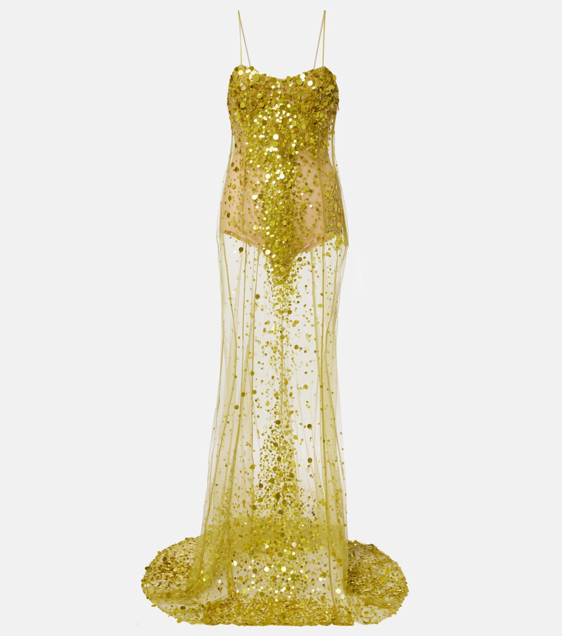 Sequined sheer mesh gown | The Attico