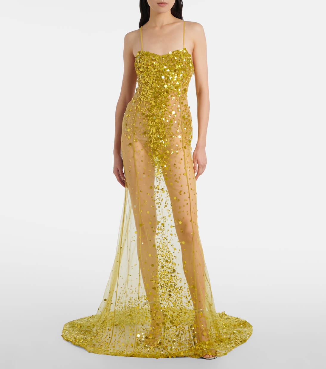 Sequined sheer mesh gown | The Attico