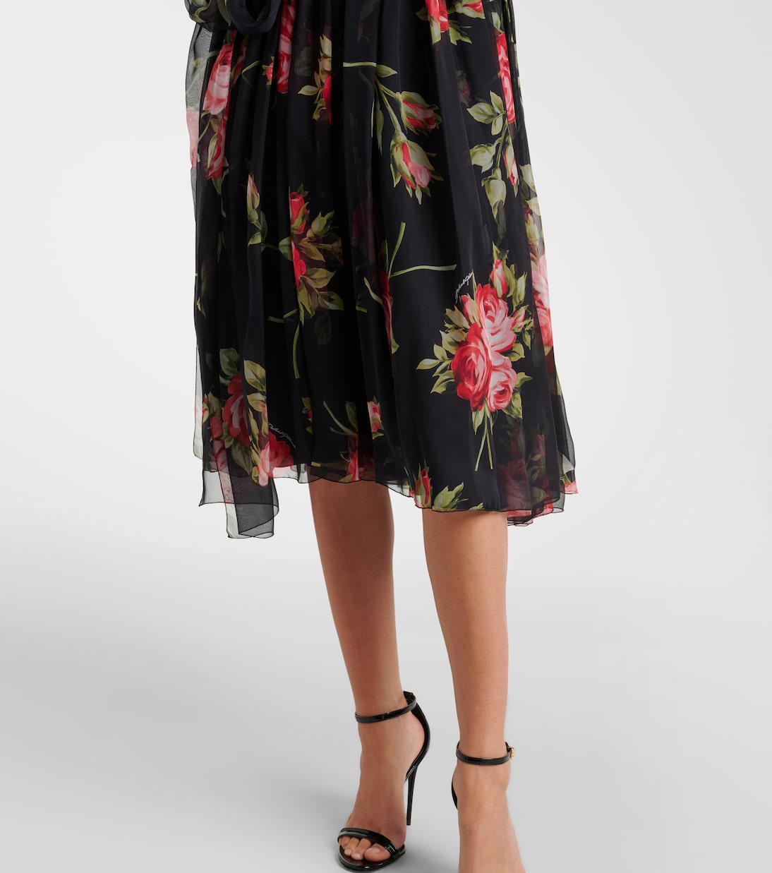 Robe midi en soie à fleurs | Dolce&Gabbana