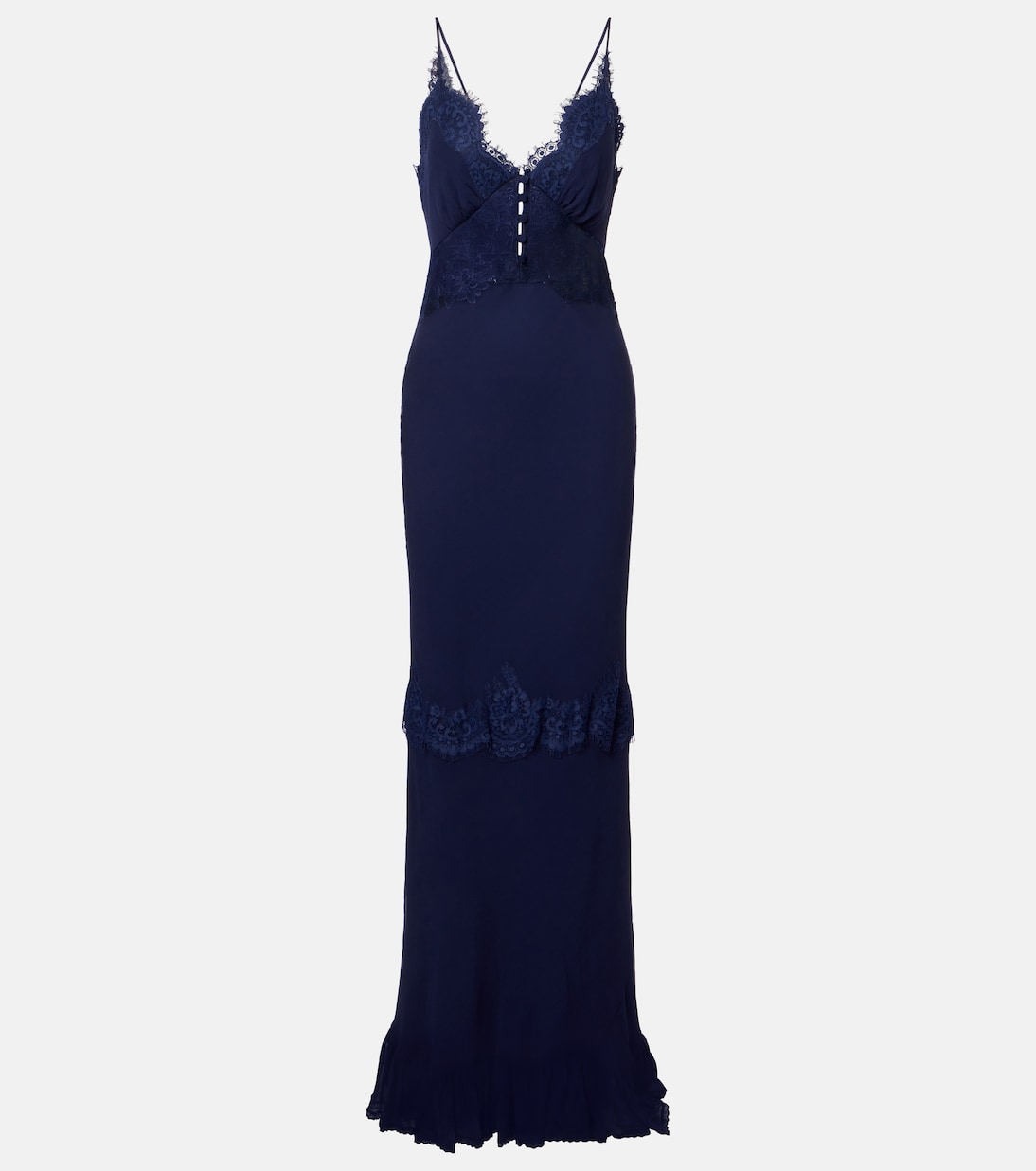 Lace-trimmed georgette gown | Self-Portrait