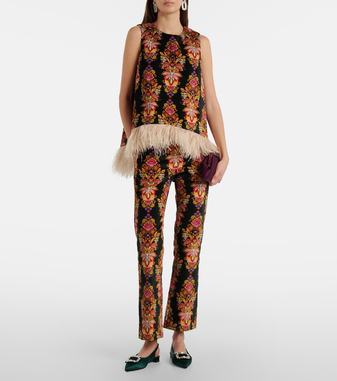 La Scala feather-trimmed cotton top | La DoubleJ