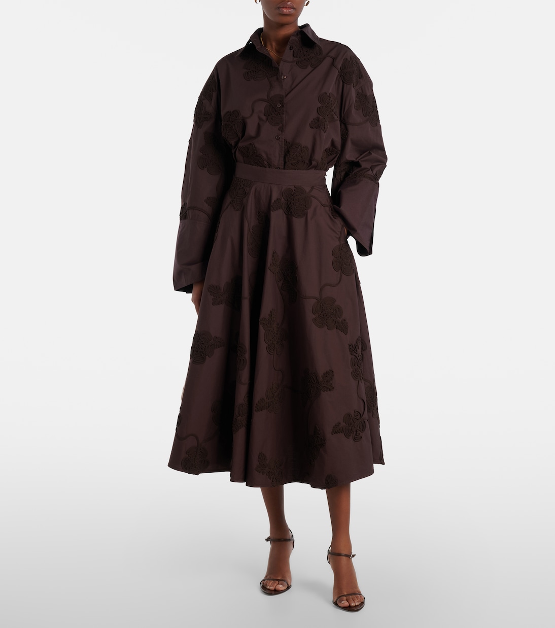 تنورة ميدي من القطن بتطريز Berty | Rotate