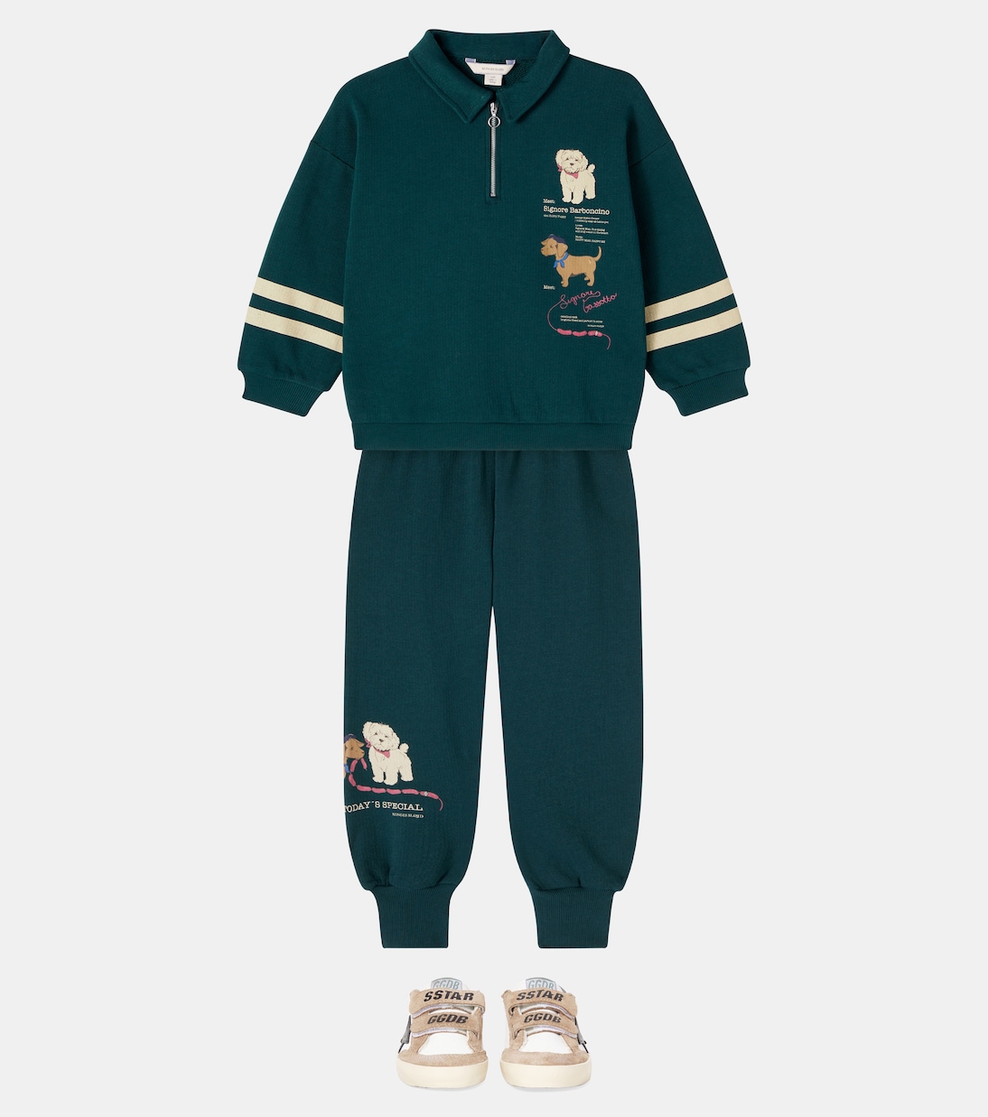 Printed cotton jersey half-zip sweatshirt | Konges Sløjd