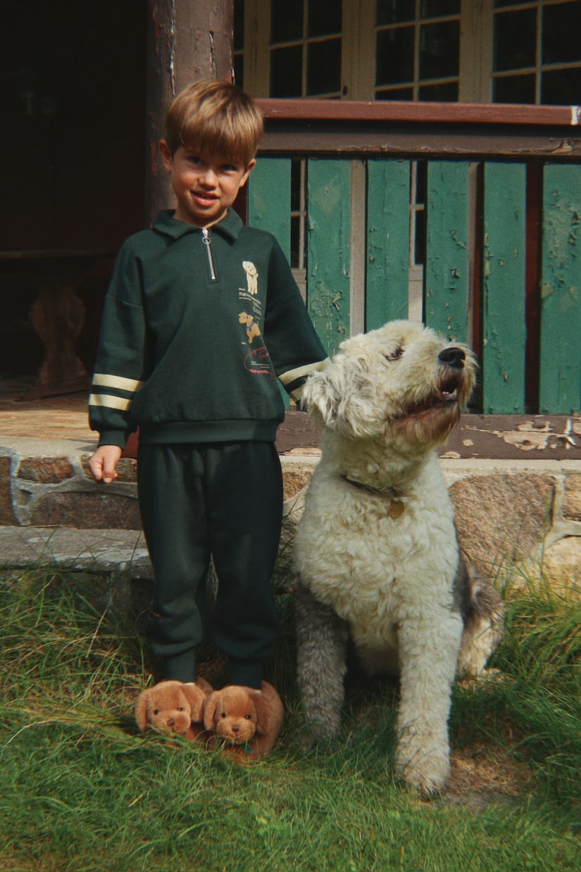Printed cotton jersey half-zip sweatshirt | Konges Sløjd