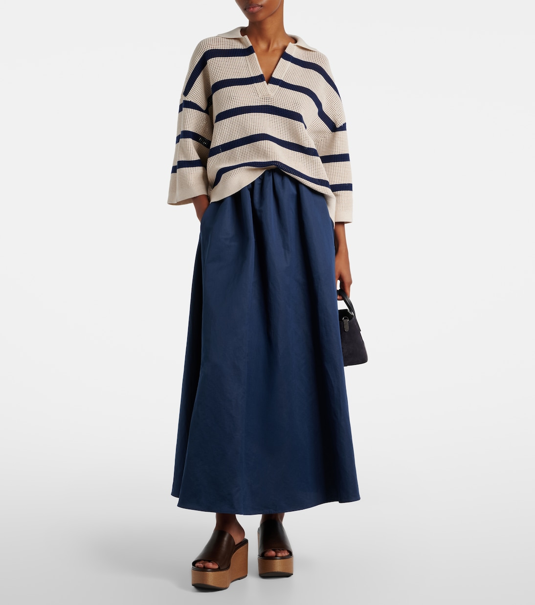 Striped cotton polo sweater | Brunello Cucinelli