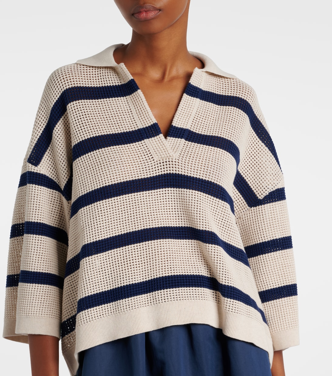 Striped cotton polo sweater | Brunello Cucinelli