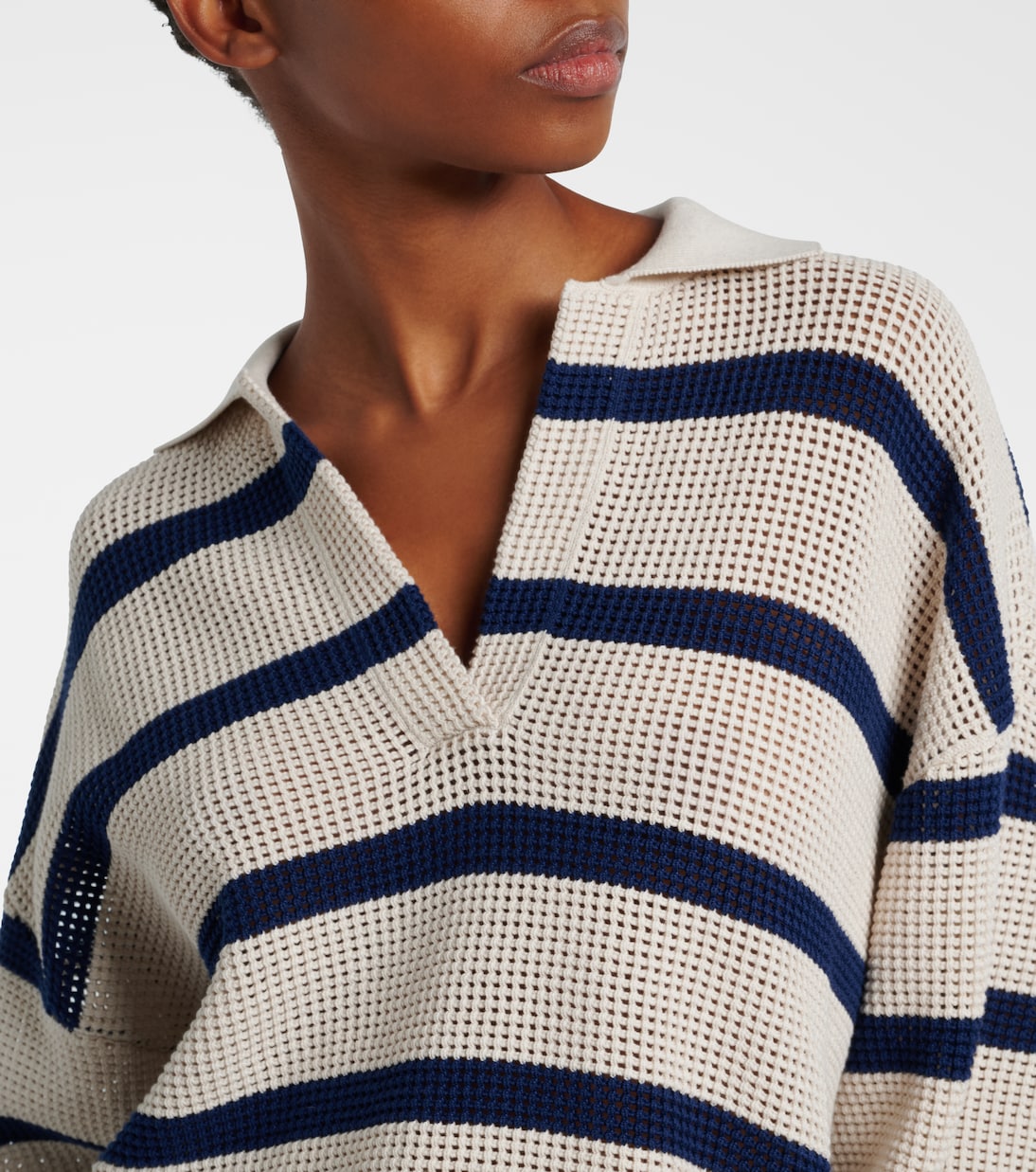 Striped cotton polo sweater | Brunello Cucinelli