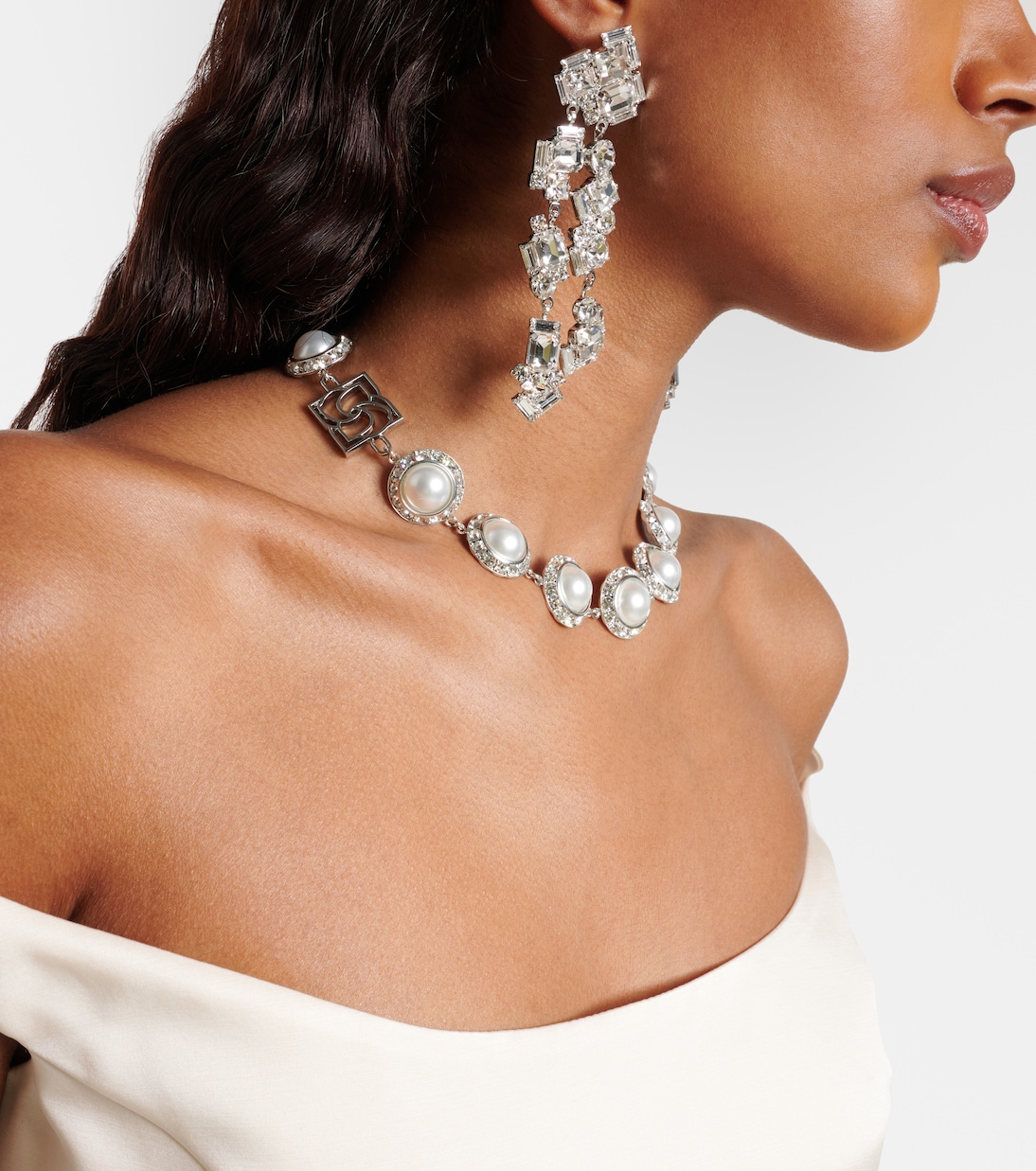 Crystal-embellished faux pearl necklace | Magda Butrym