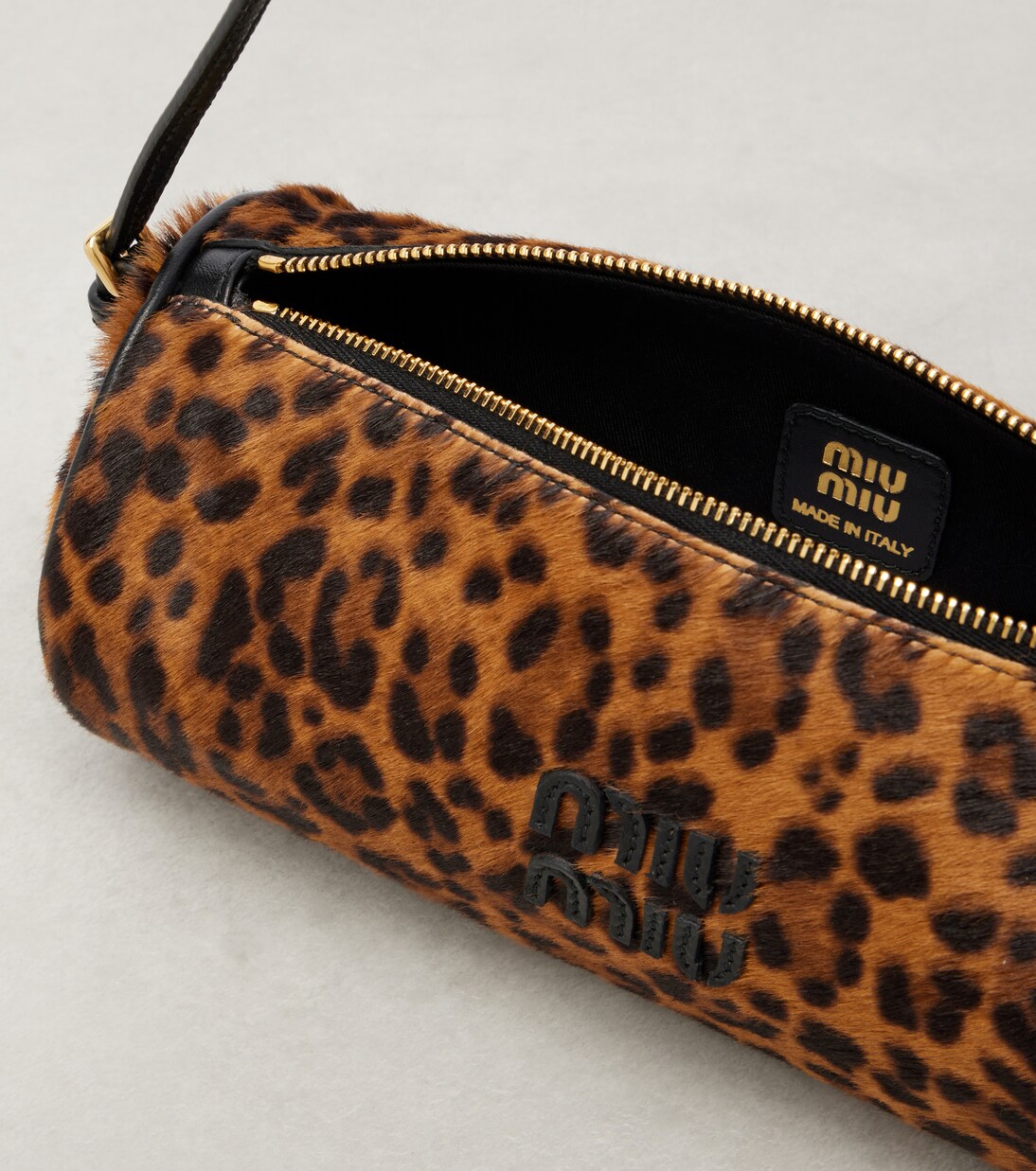Leopard-print calf hair shoulder bag | Miu Miu